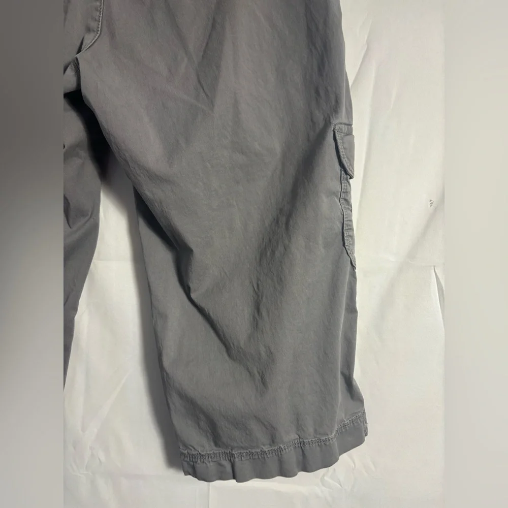 Gray Granola Grunge Mid Rise Wide Leg Baggy Capri Cargo Pants Size S-M - Picture 12 of 16